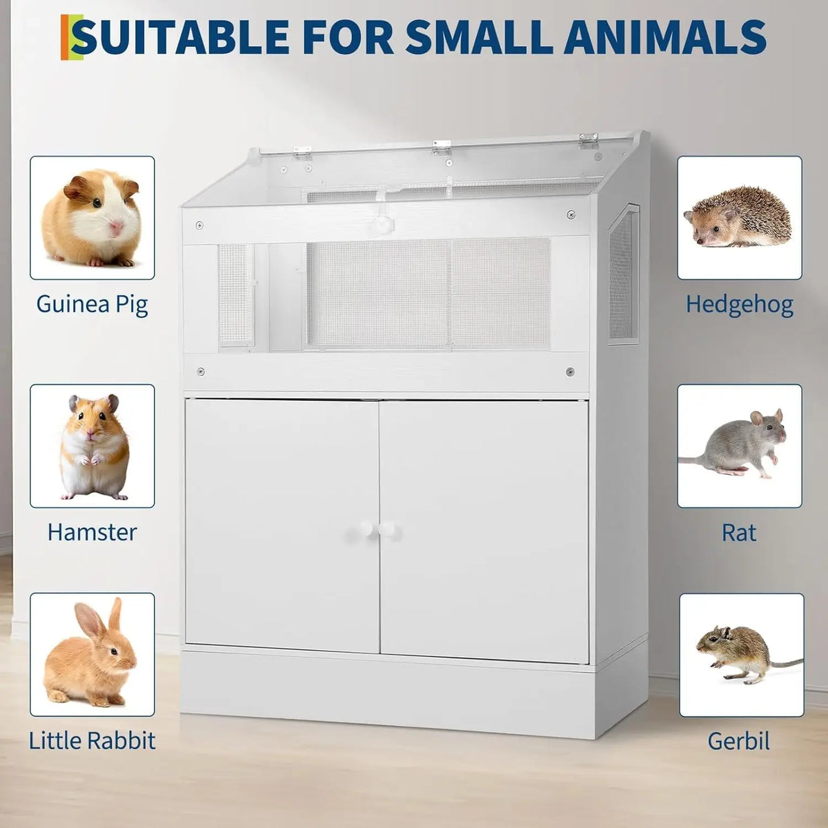 HiMISS Hamster Cage With Storage Cabinet And Easy View Panels