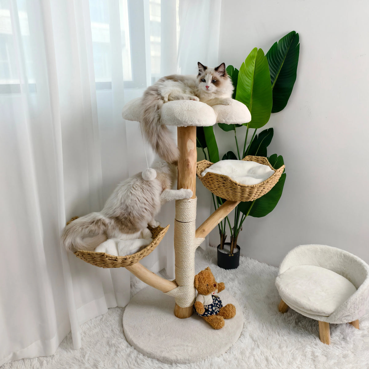 Bingopaw 3 Tier Cat Tree With Plush Cushion Scratching Post