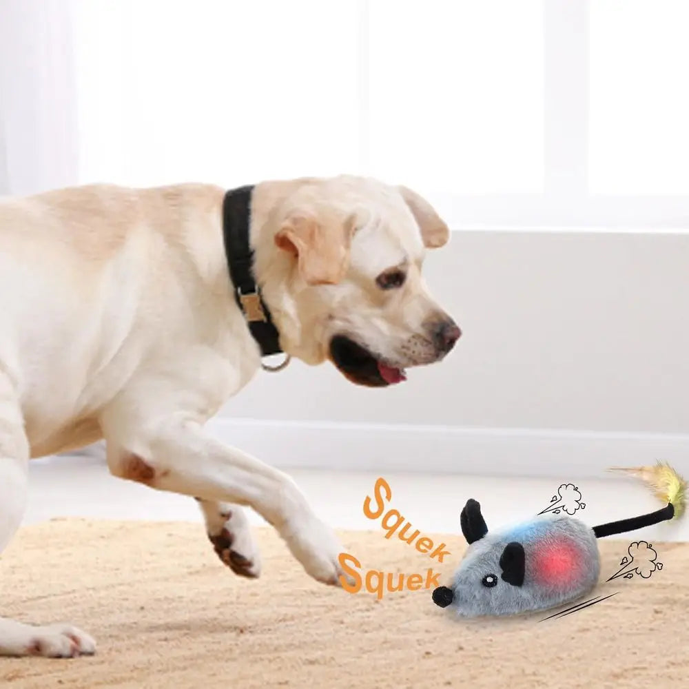 Automatic Interactive Dog Mouse Toy With Squeak And Led Lights