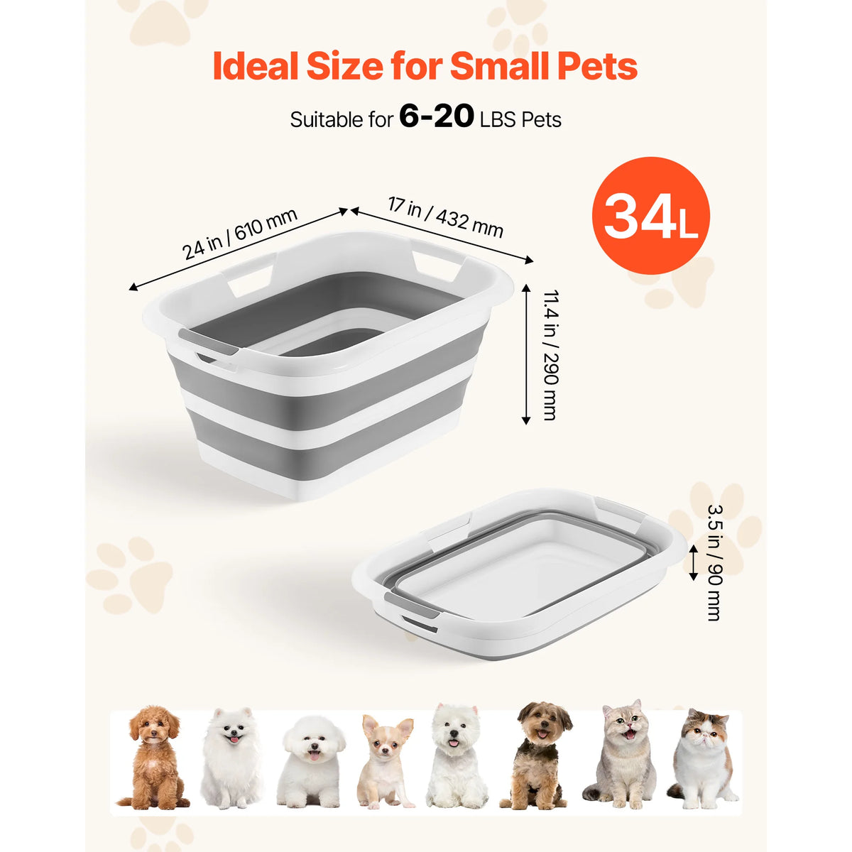 SucceBuy Collapsible Dog Bathtub with Integrated Drainage for Easy Bathing