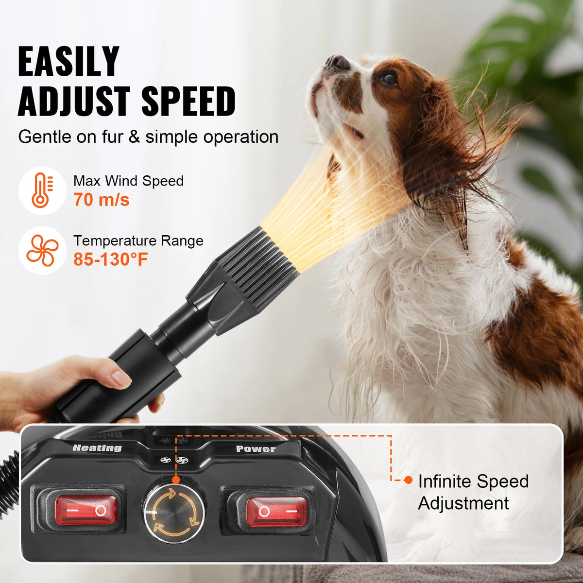 SucceBuy Adjustable Pet Dryer With Four Nozzles For Professional Grooming