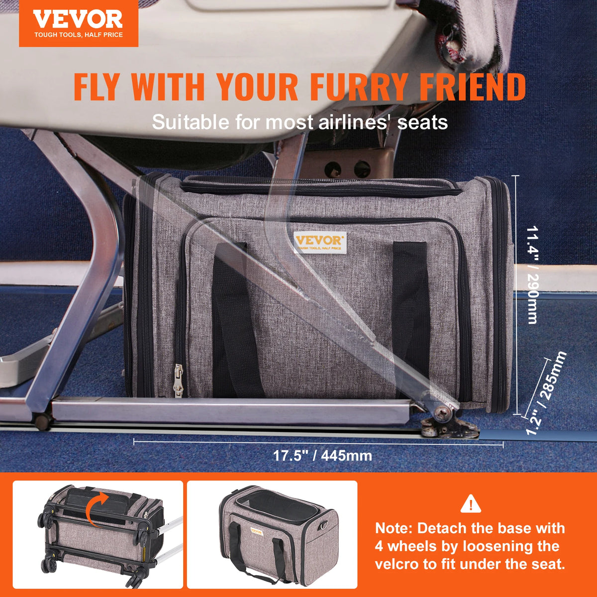 Wheeled Pet Carrier Backpack With Telescopic Handle For Pets