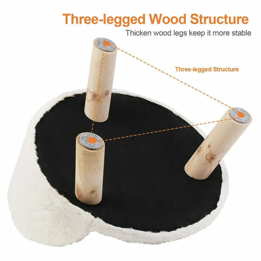 Luxurious Plush Cat Bed With Cushion Pad And Wooden Legs