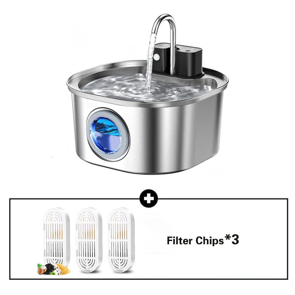 Automatic Stainless Steel Pet Water Fountain With Motion Sensor