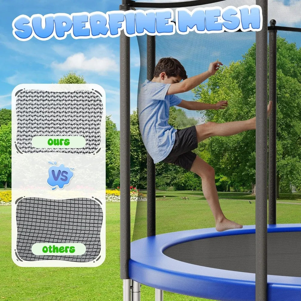 Outdoor Trampoline With Safety Enclosure Net And Rust Resistant Frame
