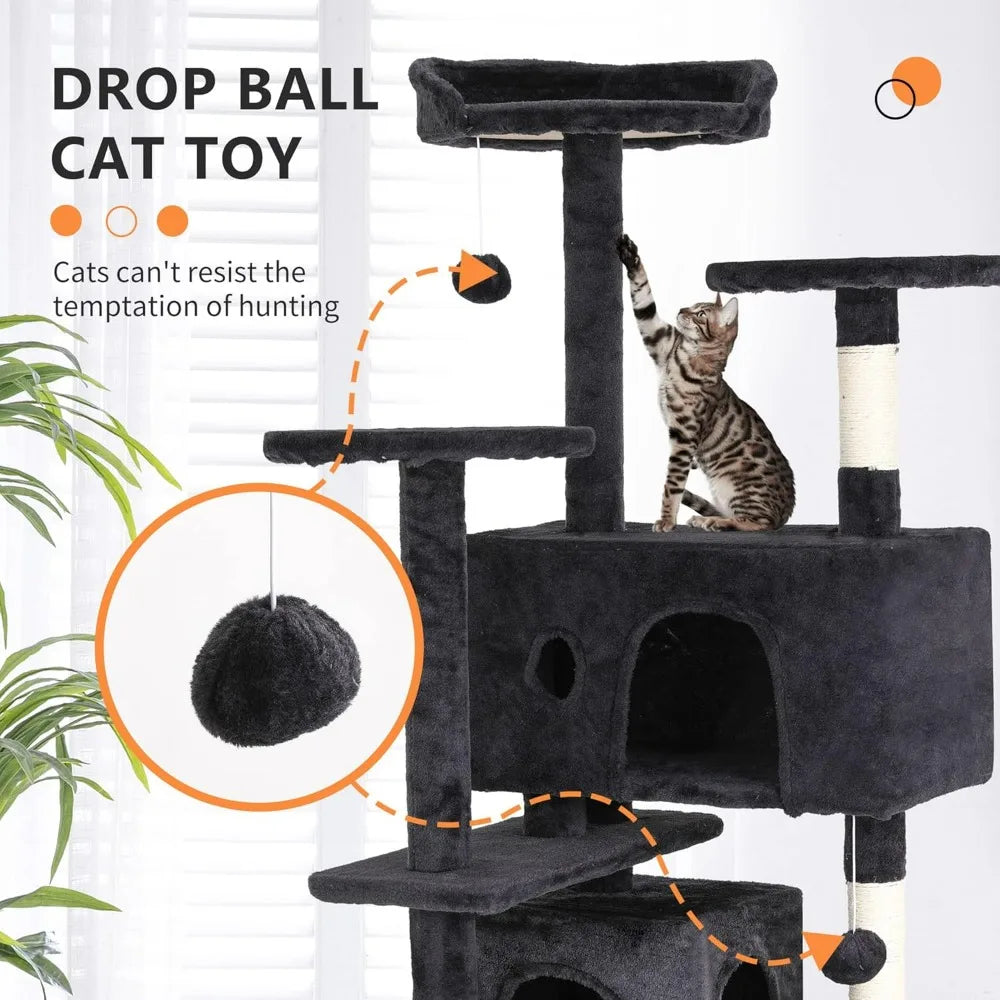 BestPet Multi-Level Cat Tree With Scratching Posts And Cozy Condos