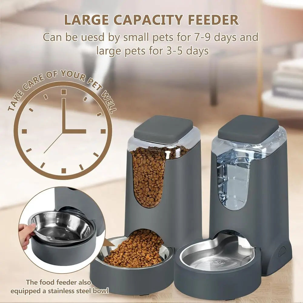 Automatic Stainless Steel Cat Feeder and Water Dispenser
