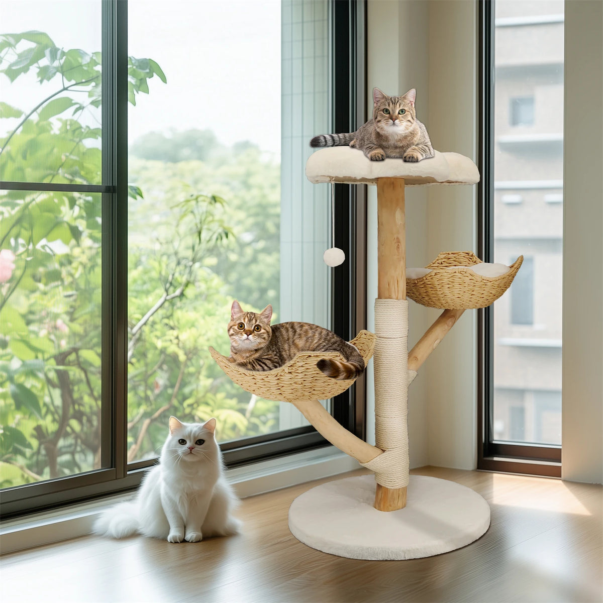 Bingopaw 3 Tier Cat Tree With Plush Cushion Scratching Post