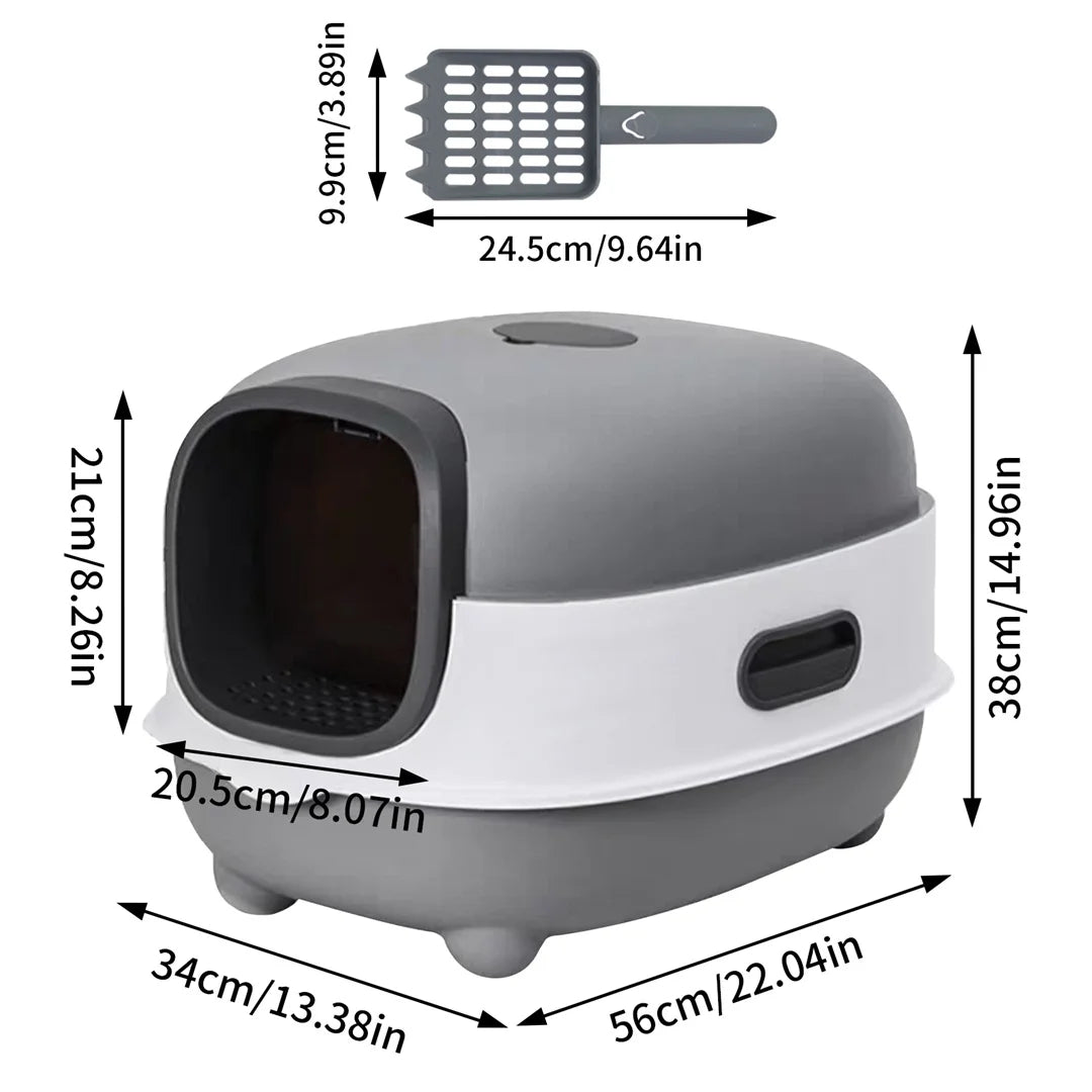 Hooded Cat Litter Box With Front Entry Scoop Easy-Clean Design