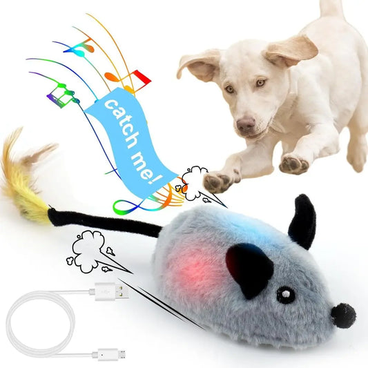 Automatic Interactive Dog Mouse Toy With Squeak And Led Lights