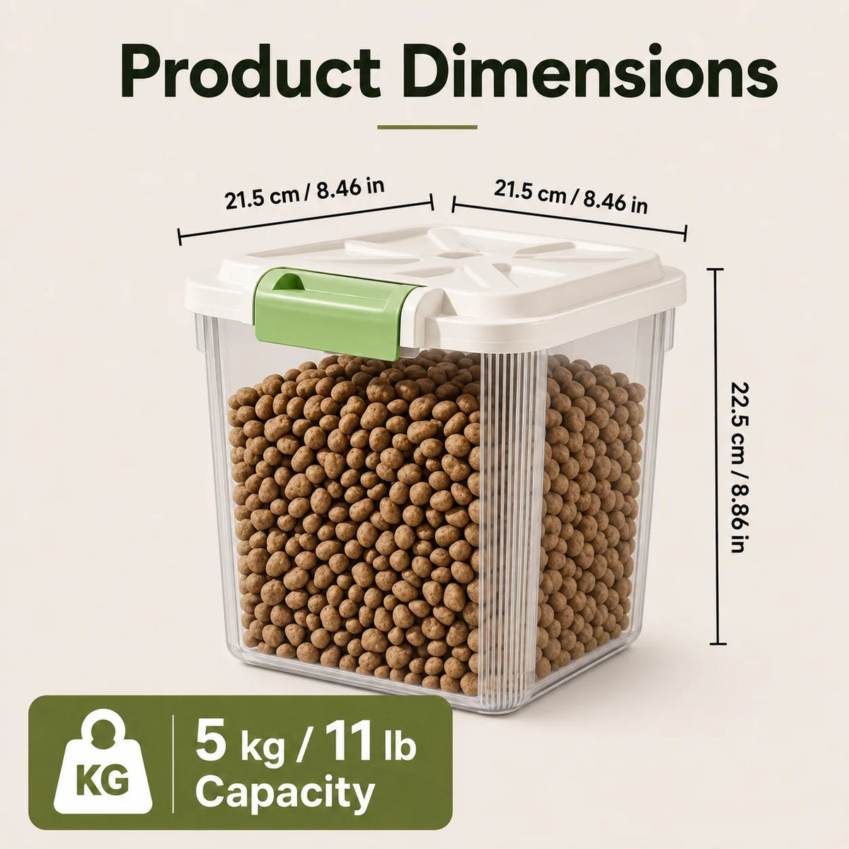 Airtight Rolling Pet Food Storage Container With Measuring Cup