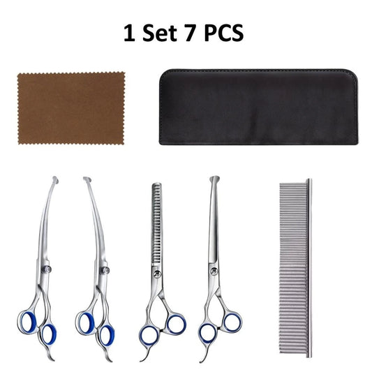 Stainless Steel Dog Grooming Scissors 7 in 1 Safety Tip