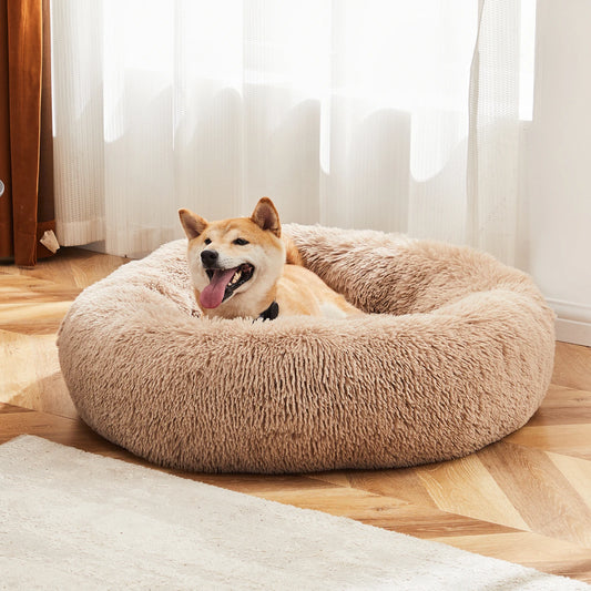 JHK Calming UltraPlush Faux Fur Dog Bed With Anti Slip