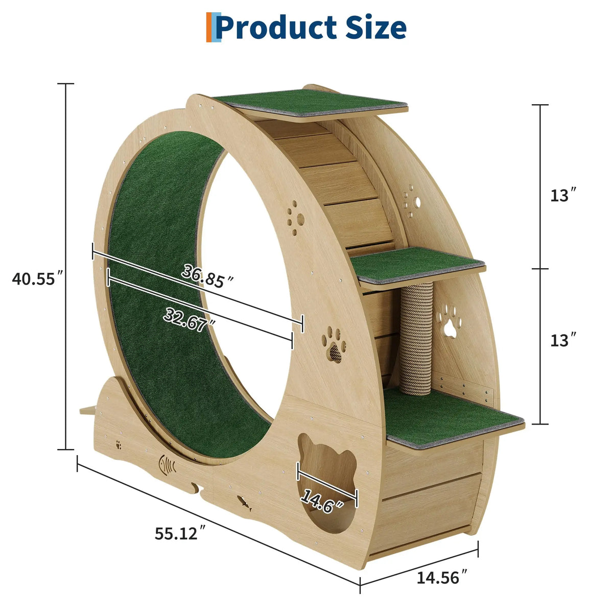 HiMiss Multifunctional Quiet Cat Exercise Wheel With Scratch Post