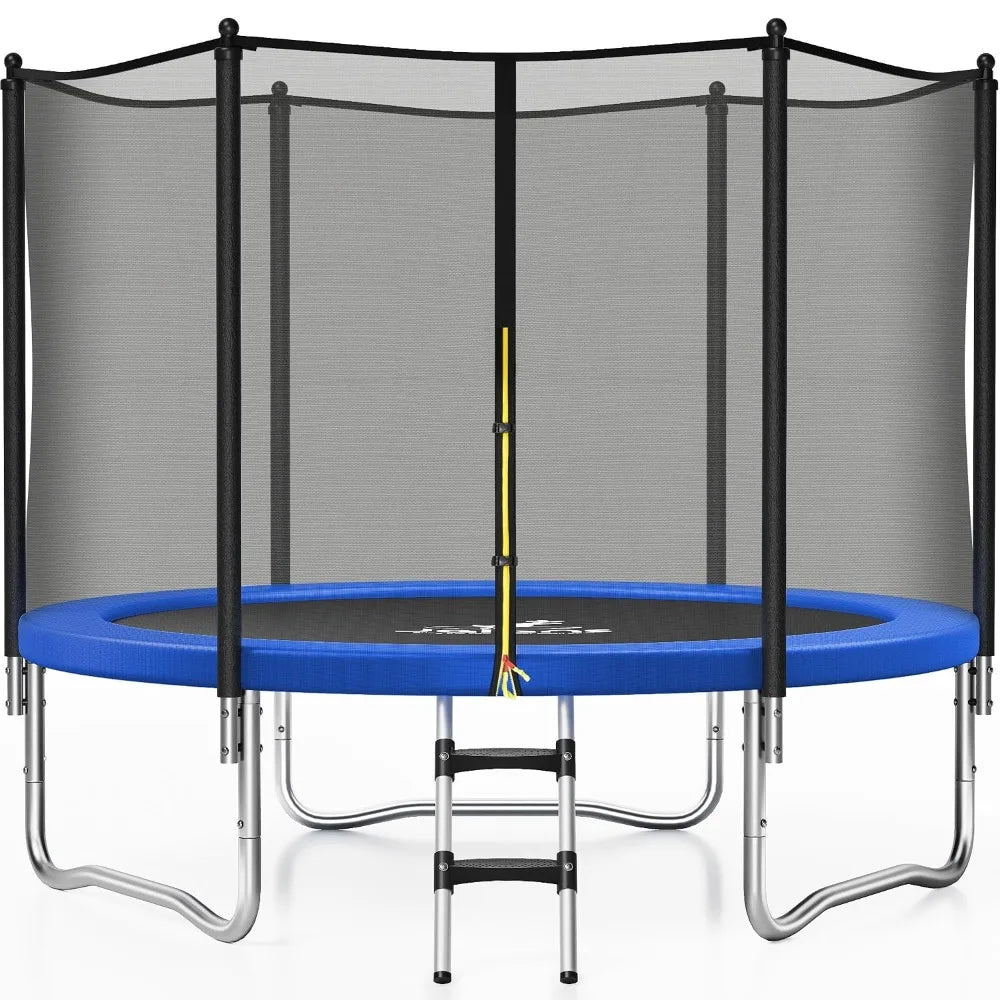 Outdoor Trampoline With Safety Enclosure Net And Rust Resistant Frame