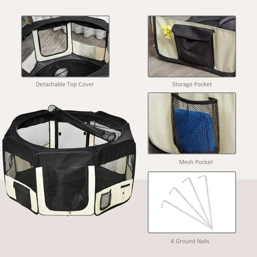 Portable Folding Pet Playpen With Carry Bag For Pets