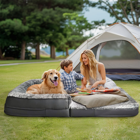 BINGOPAW Orthopedic Foldable Dog Bed With Plush Bolster And Cover