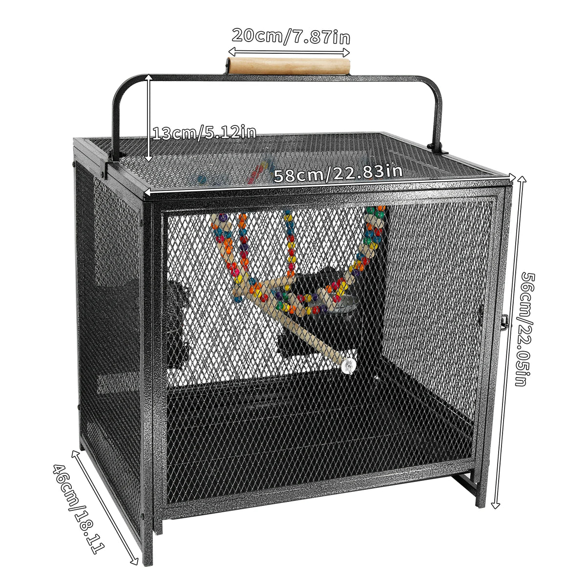 Wrought Iron Bird Travel Carrier With Handle And Seed Guard