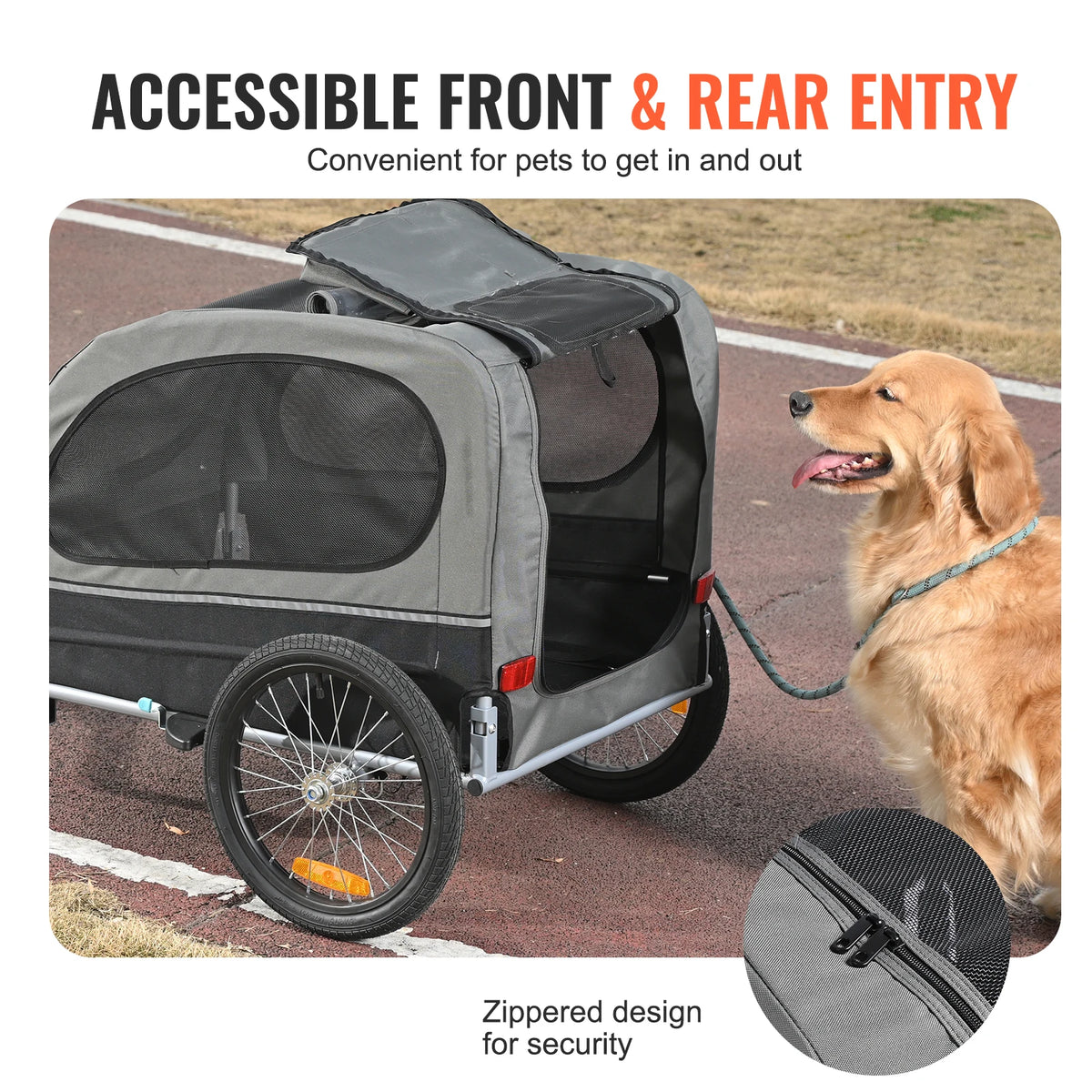Collapsible Dog Bike Trailer With Reflective Markers And Secure Coupling