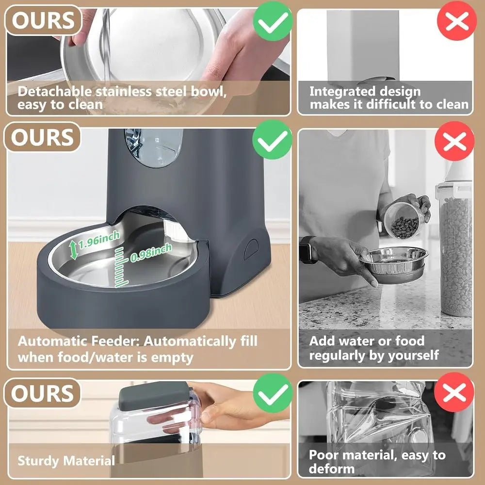 Automatic Stainless Steel Cat Feeder and Water Dispenser