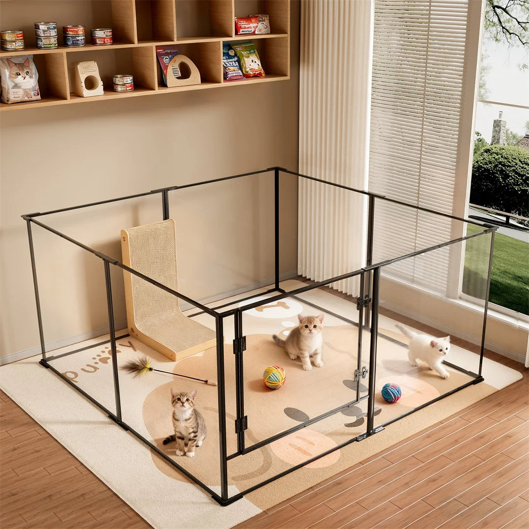 BINGOPAW 8 Panels Acrylic Dog Playpen Indoor Exercise Fence