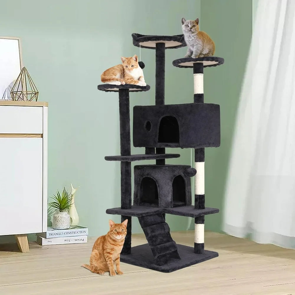 BestPet Multi-Level Cat Tree With Scratching Posts And Cozy Condos