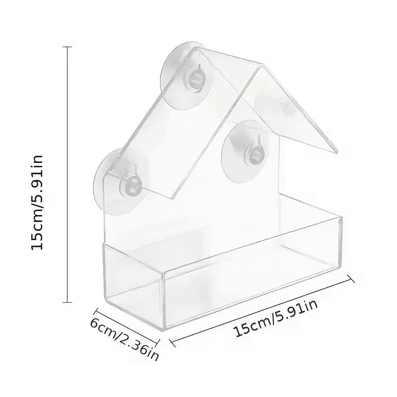 Acrylic Window Transparent Bird Feeder With Strong Suction Cups