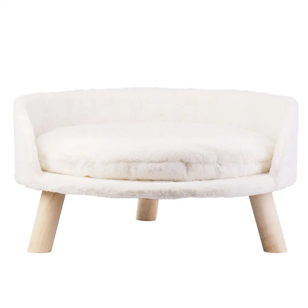 Luxurious Plush Cat Bed With Cushion Pad And Wooden Legs