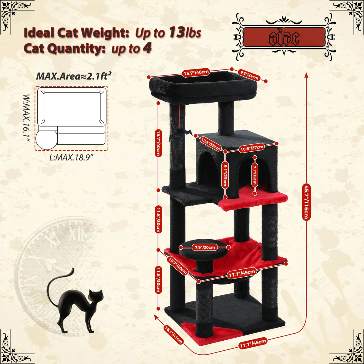 PAWZ Road Gothic Cat Tree For Indoor Cats, Tall Tower