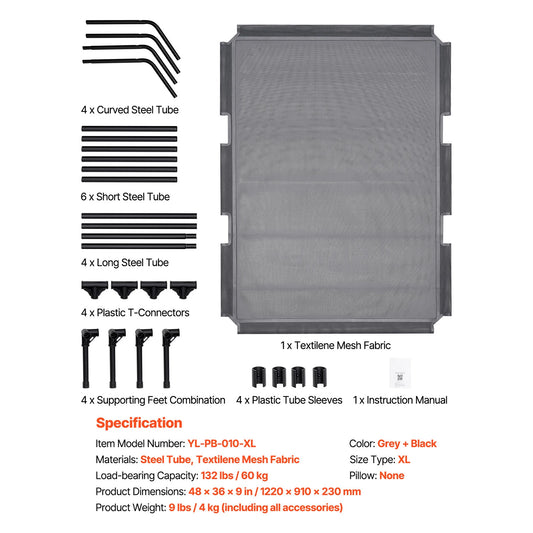 SucceBuy Elevated Dog Bed Portable Raised Cot With Breathable Mesh