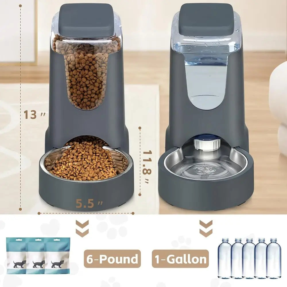 Automatic Stainless Steel Cat Feeder and Water Dispenser