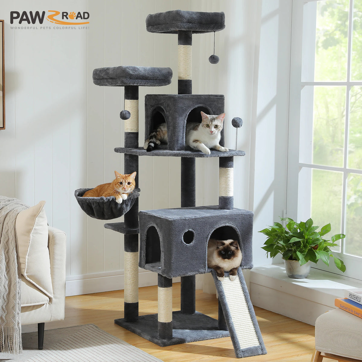 PAWZ Road Multi Level Cat Tree With Sisal Scratching Post