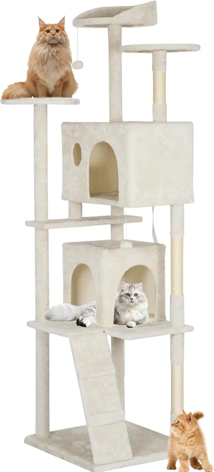 BestPet Multi-Level Cat Tree With Scratching Posts And Cozy Condos