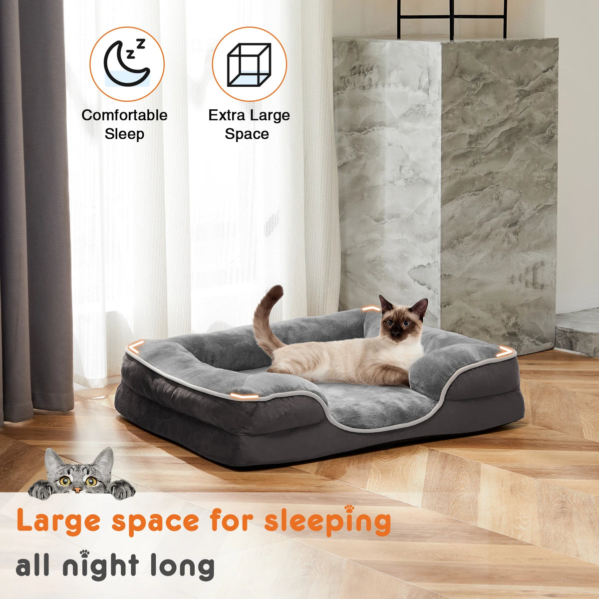 JHK Orthopedic Memory Foam Dog Bed With Removable Cover