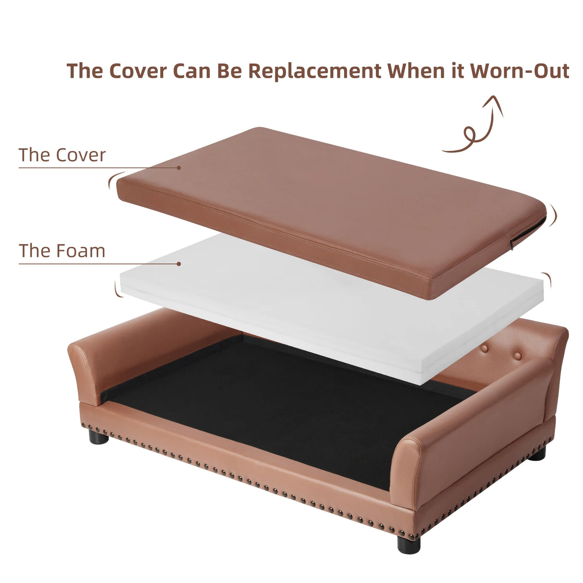 BingoPaw Waterproof Sofa Style Dog Bed With Removable Cushion