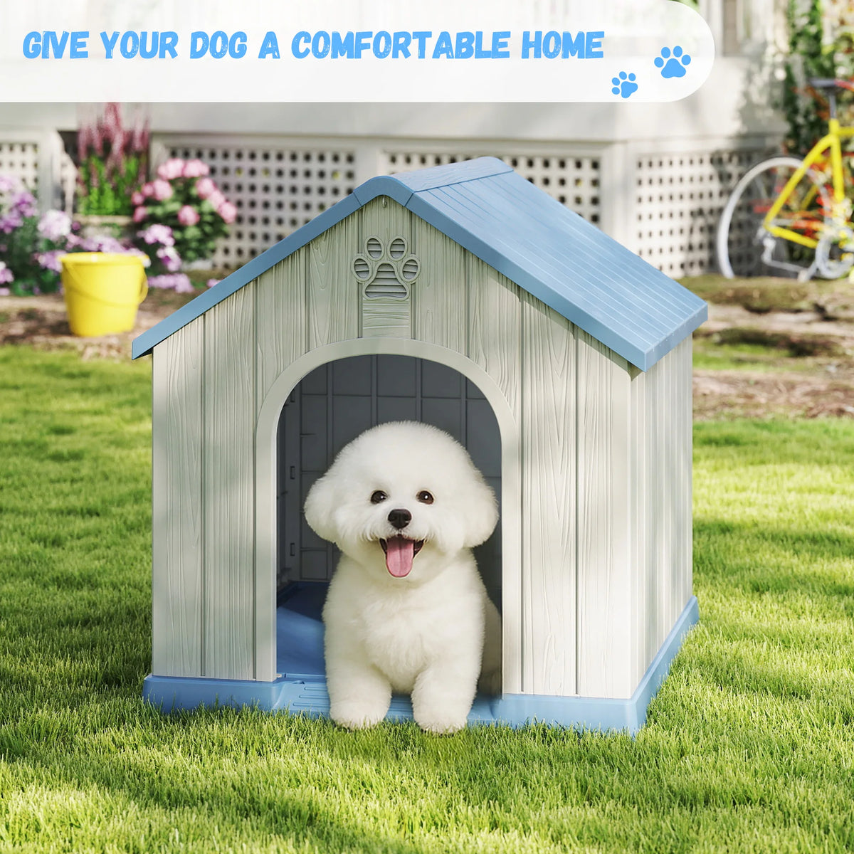 Weatherproof Plastic Dog House For Indoor And Outdoor Pet Shelter