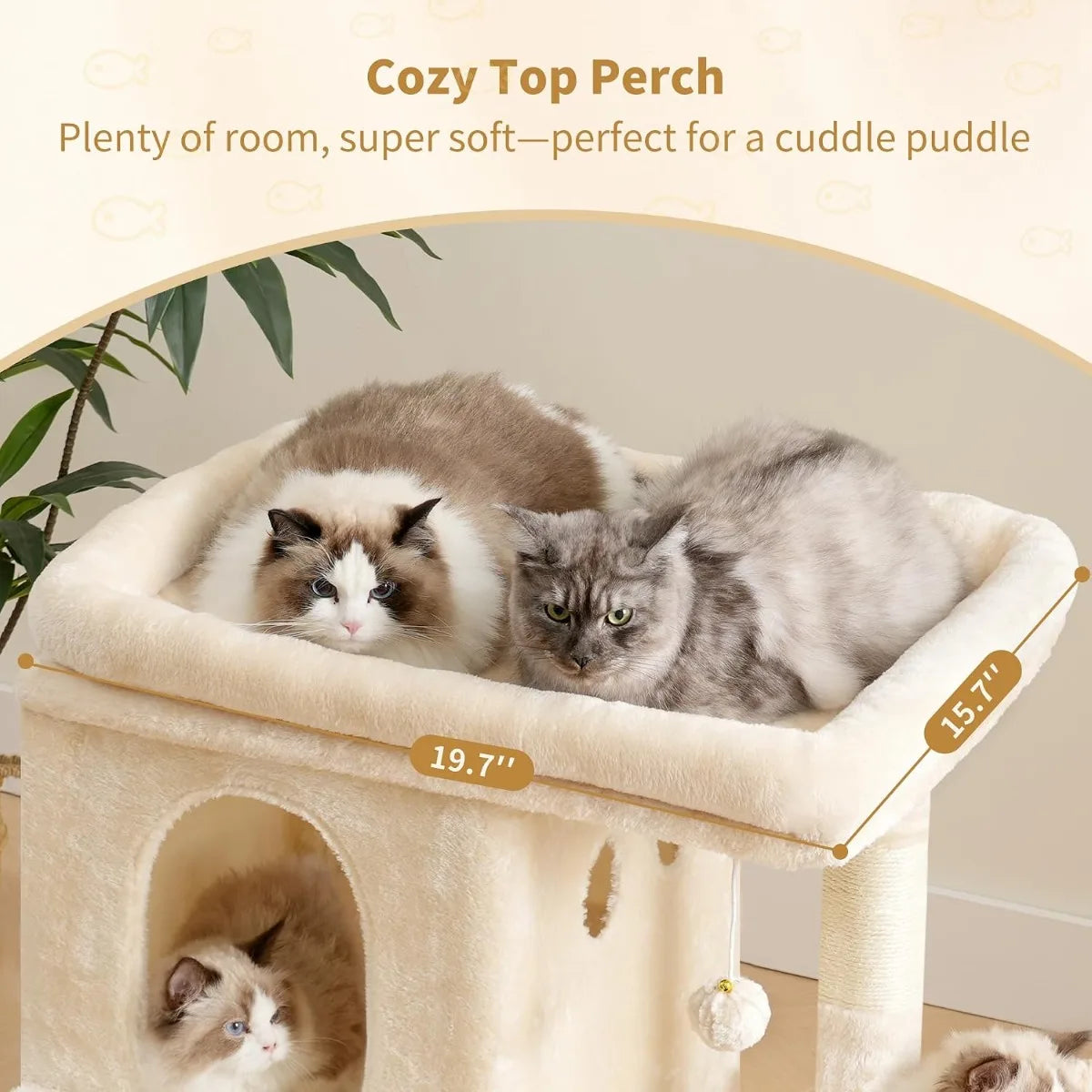 NBVCX Cat Tower With Large Perch Dual Condos And Sisal Posts