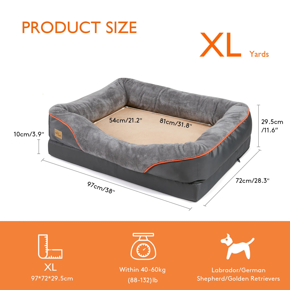 BINGOPAW Dog Bed Soft Anti Allergy Removable Washable Waterproof Cover