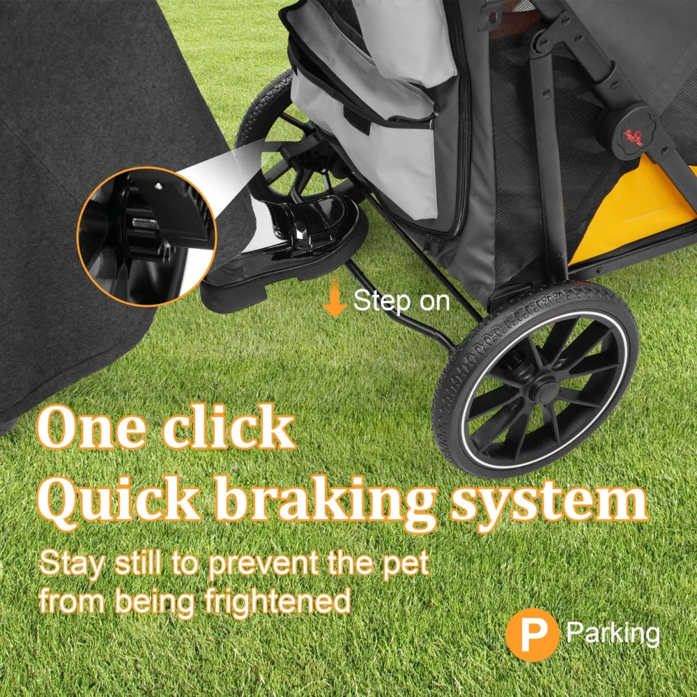 Foldable Pet Dog Stroller With Removable Cushion And Cup Holder