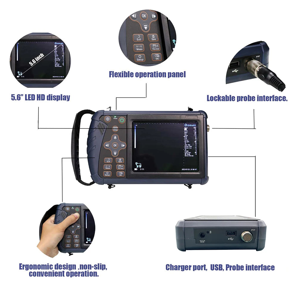 DAWEI Portable Veterinary Ultrasound Scanner For Pregnancy In Farm Animals