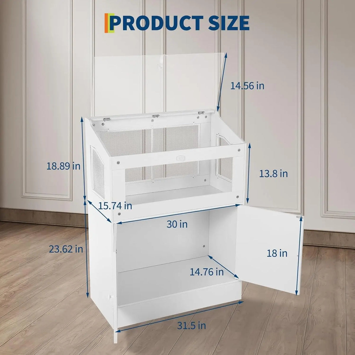 HiMISS Hamster Cage With Storage Cabinet And Easy View Panels