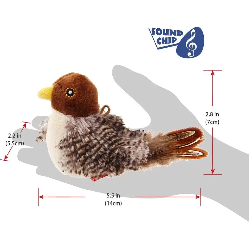 Interactive Automatic Chirping Bird Cat Toy With Feather Tail