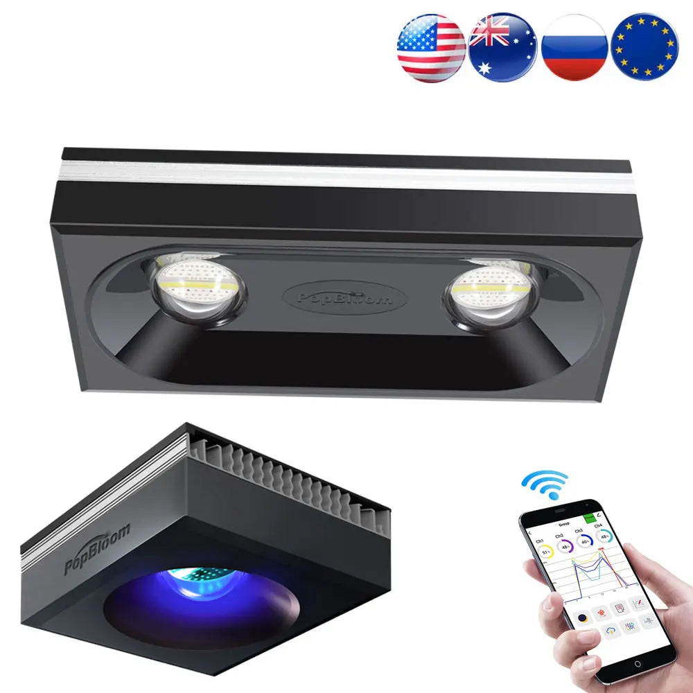 PopBloom WiFi Reef Aquarium Light for SPS and LPS Corals