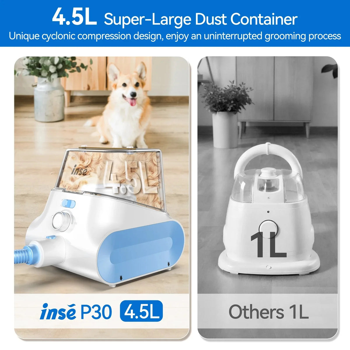 Inse P30 Cordless Pet Grooming Vacuum With Low Noise Design