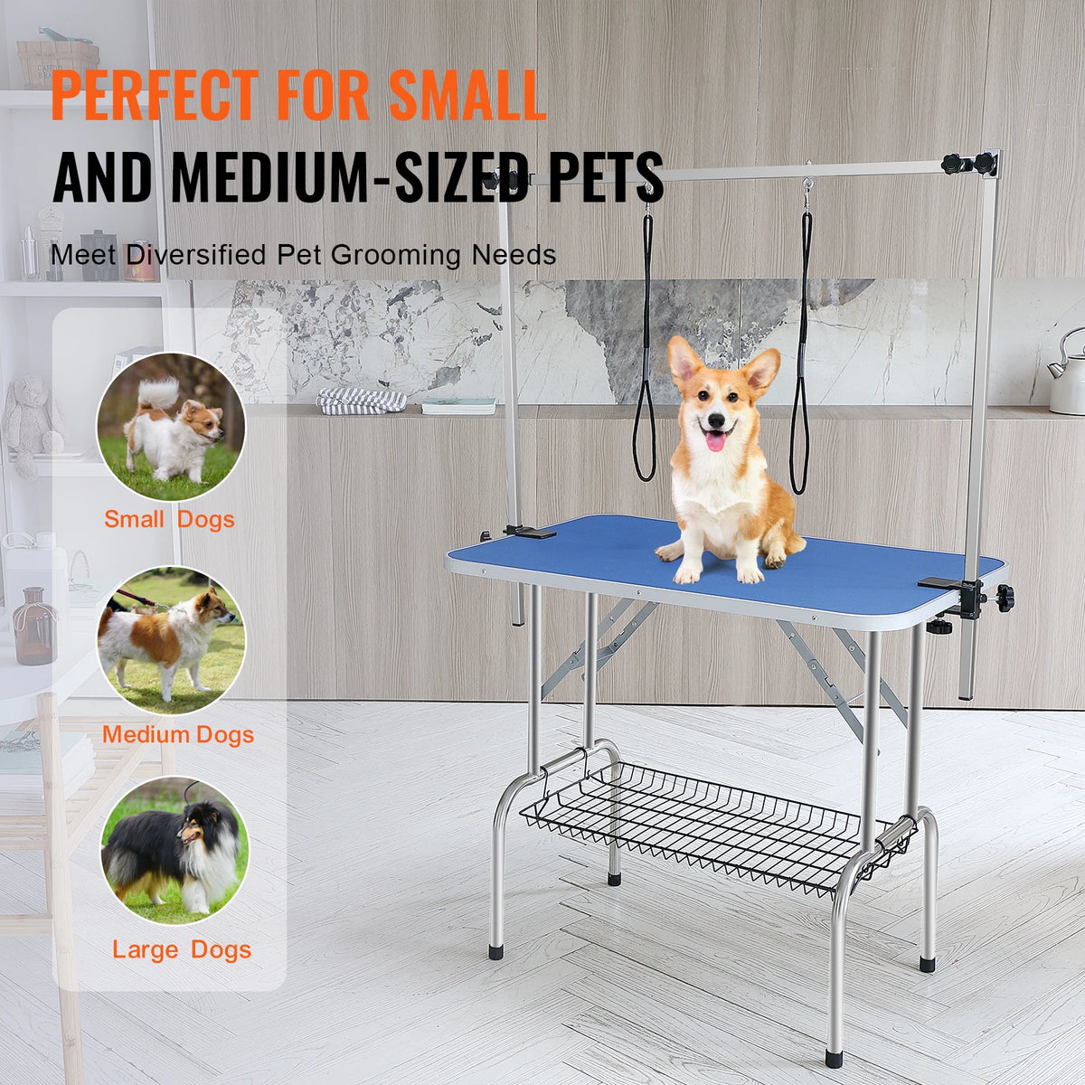 Foldable Pet Grooming Table With Dual Arms And Clamp