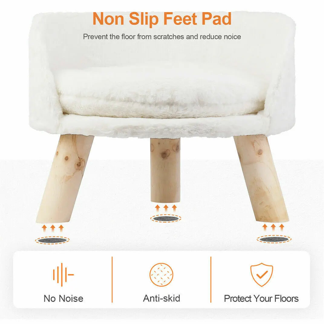 Luxurious Plush Cat Bed With Cushion Pad And Wooden Legs