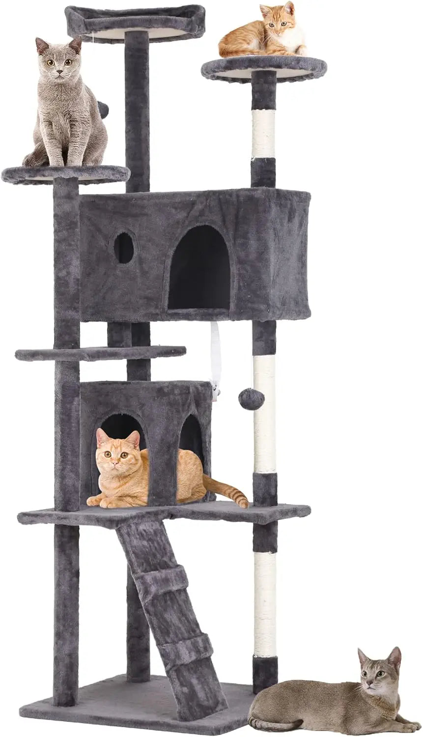 BestPet Multi-Level Cat Tree With Scratching Posts And Cozy Condos