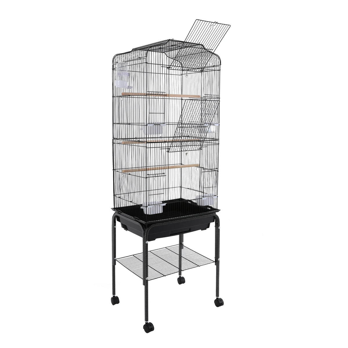 Large White Black Flight Bird Cage Stand For Cockatiel Parrot Finches