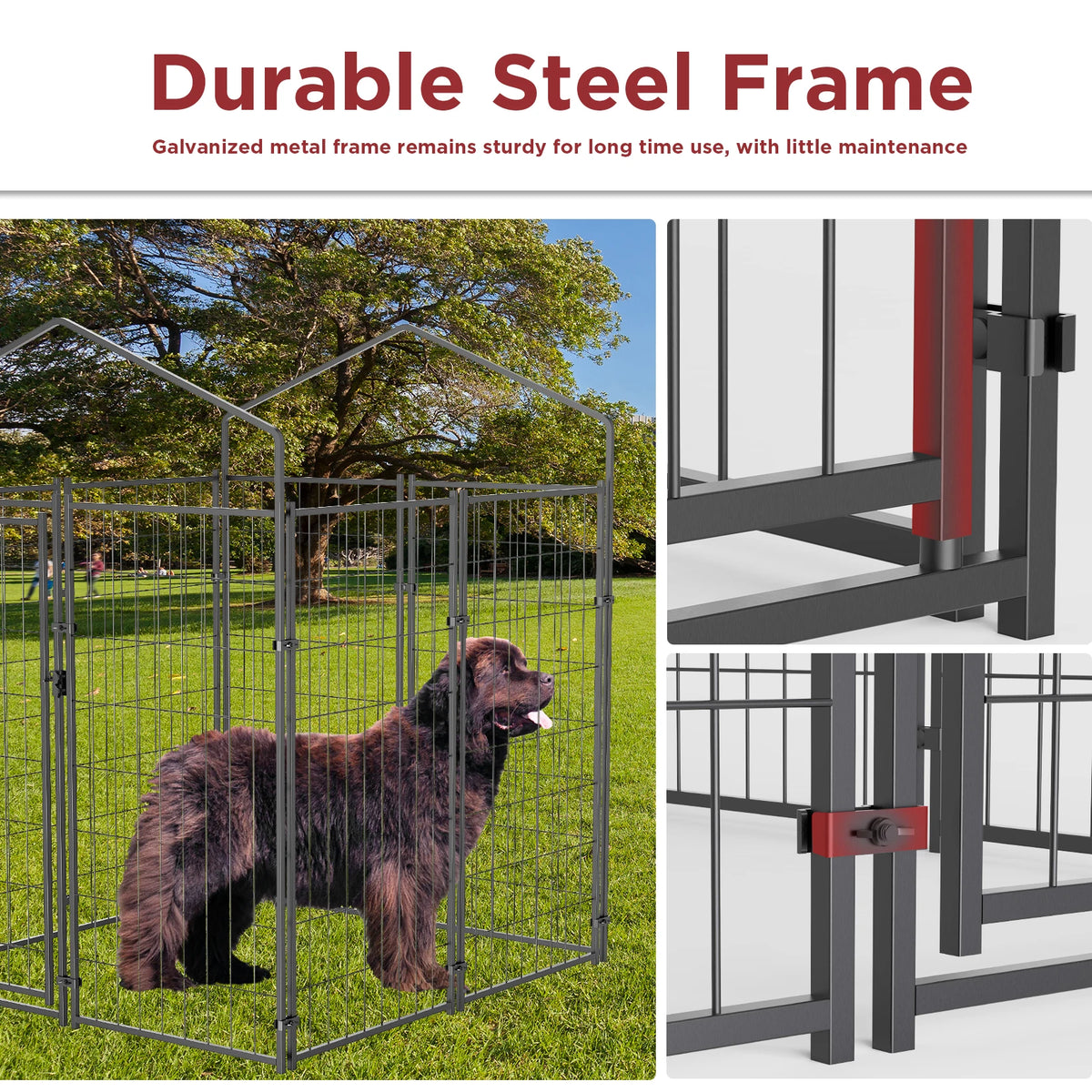 BINGOPAW Outdoor Dog Kennel With Waterproof Cover And Metal Frame