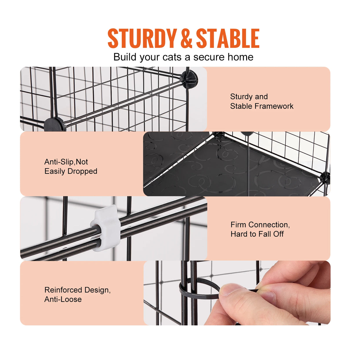 SucceBuy Large Cat Cage With Detachable Metal Wire Enclosure